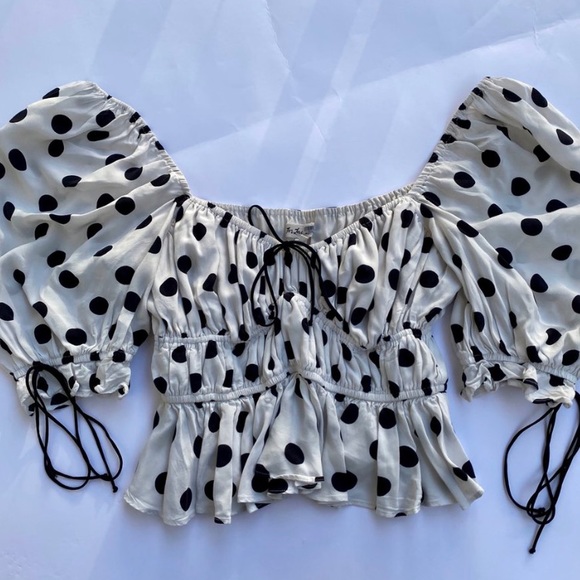 For Love & Lemons Mochi Summer Blouse in Ivory Dot - Picture 4 of 5